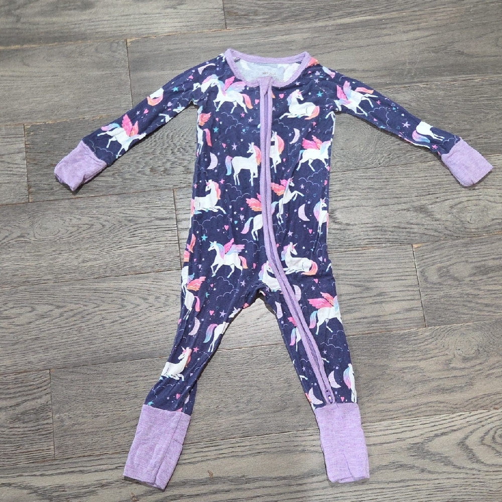 Little Sleepies Magical Unicorn Print Kids One Piece Pajama - Purple
